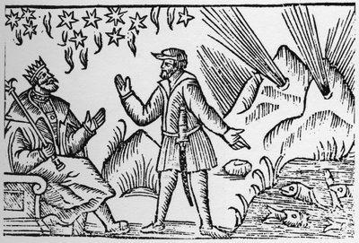 Ichthyomancia: Wahrsagerei durch die Bewegung von Fischen - in „Historia de Gentibus Septentrionalibus“ (Geschichte der Völker des Nordens) von Olaus Magnus, Rom 1555 von Unknown artist