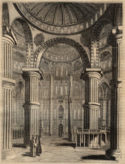 Innenansicht der Blauen Moschee, Istanbul, Türkei - 1838 - Gravur. von Unknown artist