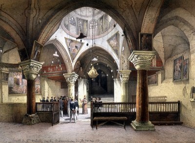 Innenraum der Kapelle St. Helena, Jerusalem. Gravur aus dem 19. Jahrhundert. von Unknown artist