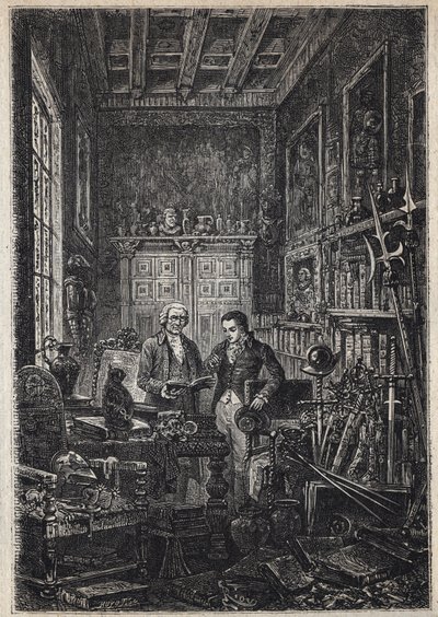 Jonathan Oldenbuck - (Der Heilige der Heiligen des Antiquars) - Illustration des 19. Jahrhunderts für den Roman „The Antiquary“. von Unknown artist