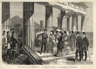 Reise der Kaiserin Eugenie nach Griechenland - Reise der Kaiserin Eugenie nach Griechenland - Besuch des Parthenons in Athen - im Jahr 1869 von Unknown artist