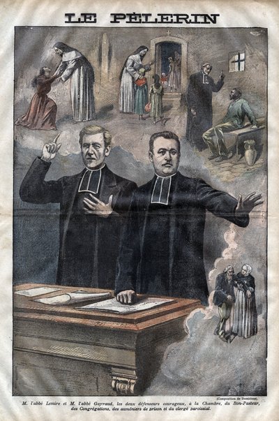 Jules Auguste Lemire (1853-1928) und Hippolyte Gayraud (1856-1911), französische Geistliche und Politiker, Abgeordnete - Gravur in „Le-Pelerin“ von 1899 von Unknown artist