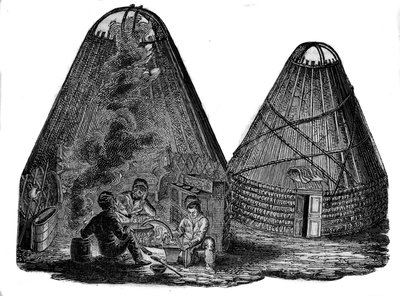 Kalmücken (Westmongolen) vor ihrem Zelt. von Unknown artist