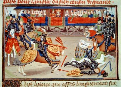 König Richier entwaffnet Guichart von der More während eines Turniers. von Unknown artist