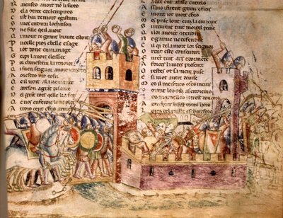 Ritter stürmen eine Burg. 12. Jahrhundert Manuskript. Bibl. Marciana Venedig. von Unknown artist