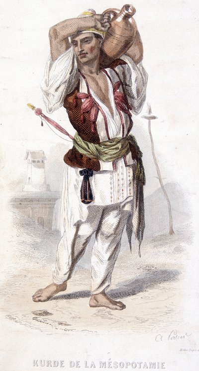 Kurdischer Mesopotamier trägt eine Amphore. Um 1810-1860. von Unknown artist