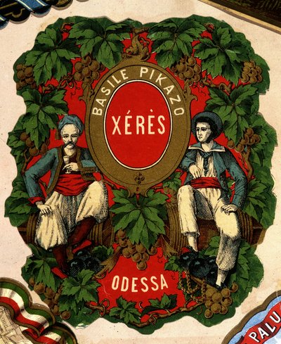 Etikett von „Basile Pikazo - Jerez - Odessa“, 19. Jahrhundert von Unknown artist