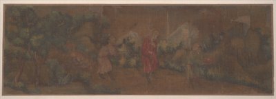 Landschaftsmalerei einer Figur in Waldlandschaft von Unknown Artist