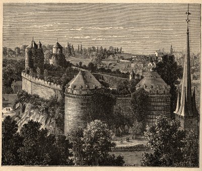 Le Château in Fougères - Bretagne - Frankreich - Gravur in „Patrie - Beschreibung der malerischen Frankreichs in 6 Bänden“ von Lucien Huard - Ende des 19. Jahrhunderts von Unknown artist
