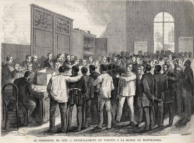 Das Plebiszit von 1870, Stimmenauszählung im Rathaus von Montmartre von Unknown artist