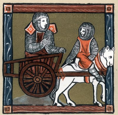 Artuslegende: Lancelot du Lac im Wagen. In „Geschichte der Französischen Literatur“ von Hermann Suchier von Unknown artist