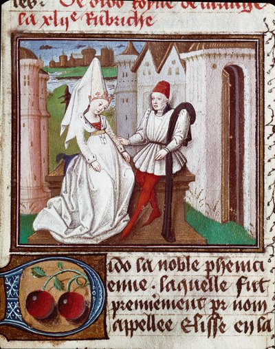 Die Liebschaften von Dido, Gründerin von Karthago, und Aeneas. Miniatur aus „Das Buch der berühmten und edlen Frauen“ von Giovanni Boccaccio, genannt Jean Boccace (1313-1375) von Unknown artist