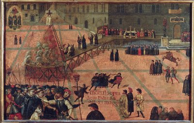 Die Hinrichtung von Girolamo Savonarola auf der Piazza della Signoria in Florenz im Jahr 1498 von Unknown artist