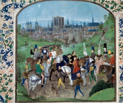 Ludwig II. von Anjou und Yolande von Aragon begrüßen den zukünftigen Schwiegersohn Karl VII. von Unknown artist