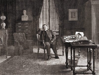 Louis Pasteur in seinem Büro am Institut. Gravur des 19. Jahrhunderts. von Unknown artist