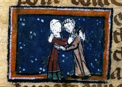 Liebesszene aus einem französischen Manuskript des 13. Jahrhunderts von Unknown artist