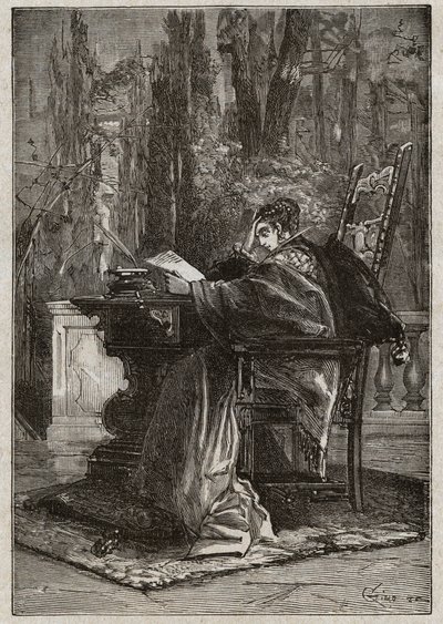 Lucrezia Borgia (1480-1519) übergibt sterbend ihre Hand an Leo X. (Leone 10) (1475-1521) - Gravur aus „Lucrezia Borgia“ von Oscar Pio - 1883 von Unknown artist
