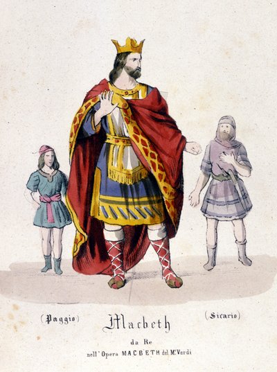 Macbeth-Figur in der gleichnamigen Oper von Giuseppe Verdi (1813 - 1901) nach dem Werk von William Shakespeare. 1847. Gravur von Unknown artist