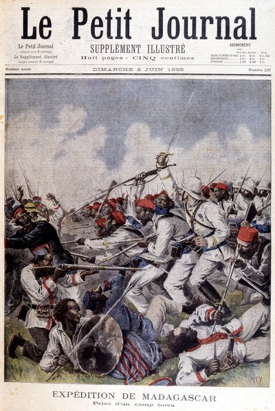 Madagaskar-Expedition: Einnahme eines Hova-Lagers - in „Le Petit Journal“ vom 02/06/1895 von Unknown artist