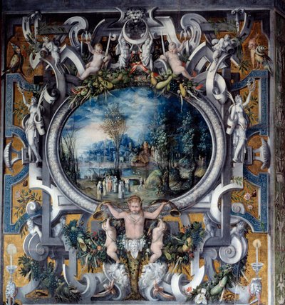 Kaminmantel des Tributs an Julius Caesar im Raum der römischen Helden von Unknown artist