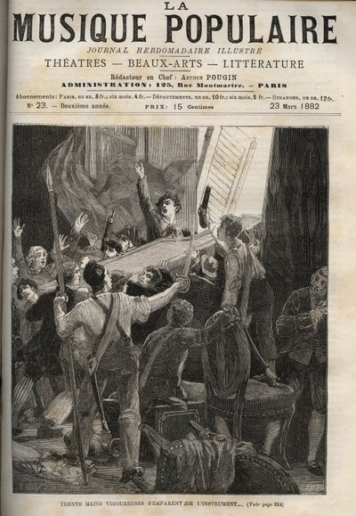 Das Cembalo von Marie-Antoinette - Geschichte von 1834 „Dreißig kräftige Hände ergreifen das Instrument...“ unter den entsetzten Augen des Stimmers der Königin, rechts. von Unknown artist