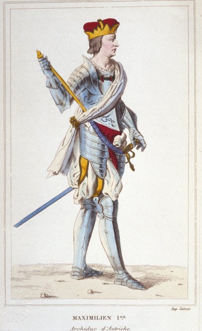 Maximilian I. (von Habsburg), Erzherzog von Österreich, König der Römer und deutscher Kaiser (1459 - 1519). Gravur von 1830 von Unknown artist
