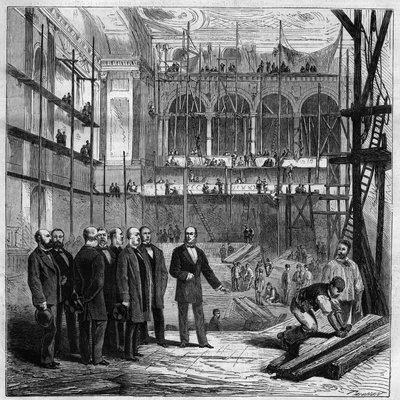 Mitglieder des ständigen Ausschusses besuchen die Arbeiten der neuen Halle der Nationalversammlung in Paris von Unknown artist