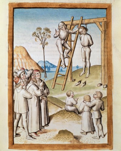 Miniatur einer Hinrichtungsszene aus einer deutschen Übersetzung der Fabeln von „Kalila und Dimna“ von Bidpai (um 1480) von Unknown artist
