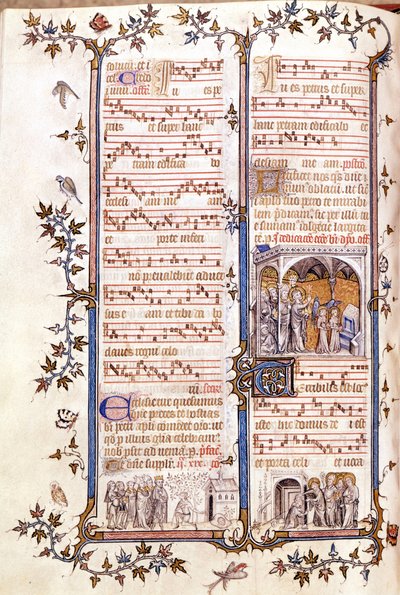 Missale von Saint Denis, um 1350. Miniatur, die Clotaire und Dagobert darstellt. von Unknown artist