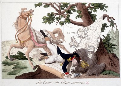 Napoleon: Der Fall des modernen Titanen - in „Napoleon I.“, Karikaturensammlung von Unknown artist