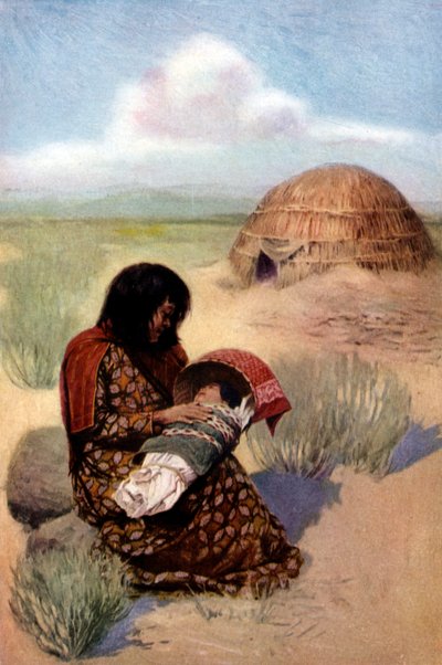 Indianische Mutter mit Kind vom Pima-Stamm von Unknown artist