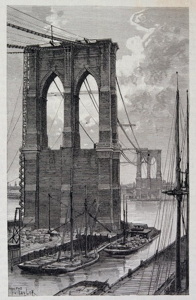 New York: Brooklyn Bridge Pfähle im Bau - in 