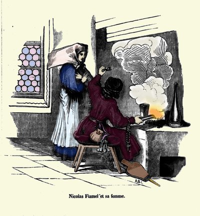 Nicolas Flamel (1330 - 1418) mit seiner Frau von Unknown artist