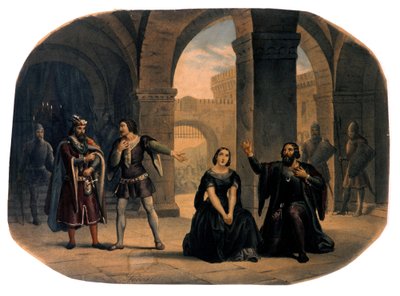 Opernbühne "I vespri siciliani" (Die sizilianische Vesper) komponiert von Giuseppe Verdi. Chromolithographie aus dem späten 19. Jahrhundert von Unknown artist