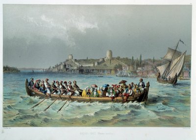Osmanisches Reich: Omnibusboot in Konstantinopel (Istanbul). Lithographie des 19. Jahrhunderts. Kunstgewerbemuseum, Paris von Unknown artist