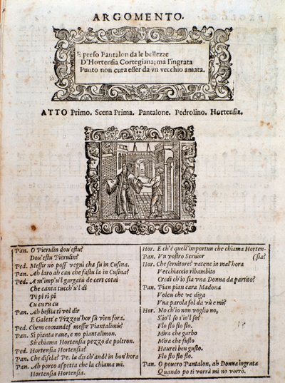 Seite aus der Madrigalkomödie Amfiparnaso von Orazio Vecchi von Unknown artist
