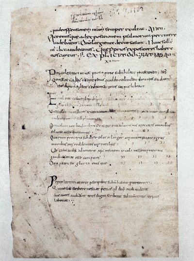 Seite der Kommentare zu den Psalmen von Cassiodor (Manuskript, 9. Jahrhundert) von Unknown artist