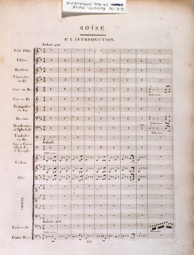 Seite der Partitur von Moses in Ägypten von Gioacchino Rossini von Unknown artist
