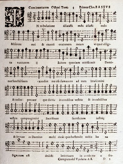 Seite der Partitur von Psalmen (op 16) von Ludovico Viadana von Unknown artist