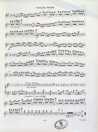 Seite der Partitur der ersten Violine der Ouvertüre Nr. 11 von Kalliwoda von Unknown artist