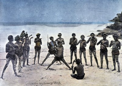 Papua-Tanz am Strand neben dem Dorf Karapuna (Neuguinea) von Unknown artist