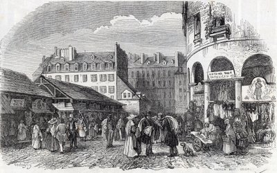 Paris, 3. Arrondissement - Die Rotunde des Carreau du Temple in Paris im 19. Jahrhundert - Gravur in „Tableau-de-Paris“ von Edmond Texier von Unknown artist