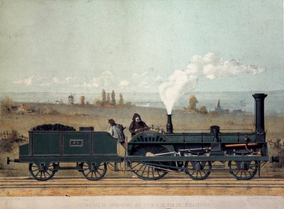 Personenzug und Kohlenwagen der Straßburger Eisenbahn (Crampton-System) von Unknown artist
