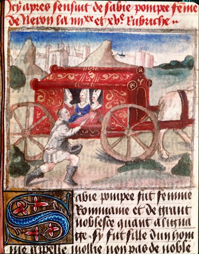 Poppee, Frau des römischen Kaisers Nero, erhält einen Miniaturboten aus dem „Buch der edlen Frauen“ von Giovanni Boccaccio von Unknown artist