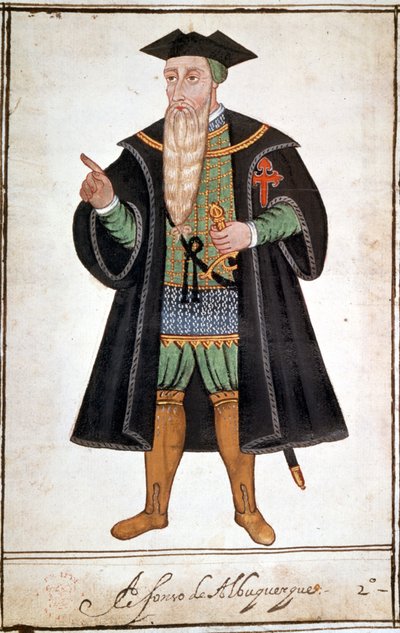 Porträt von Alphonse (Alfonso oder Afonso) von Albuquerque (1453 - 1515). Manuskript von Pedro Varretto de Resenda. 16. Jahrhundert. von Unknown artist