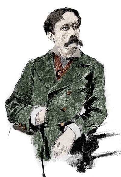 Porträt von Arrigo (oder Enrico) Boito (1842-1918), italienischer Librettist, Autor des Librettos von „Otello“ (Othello) von Giuseppe Verdi. Gravur in „Le monde illustrious“ von Unknown artist