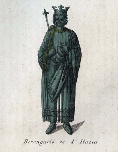 Porträt von Berengar II., König von Italien - Gravur aus „Usi e Costumi di Tutti i Popoli dell