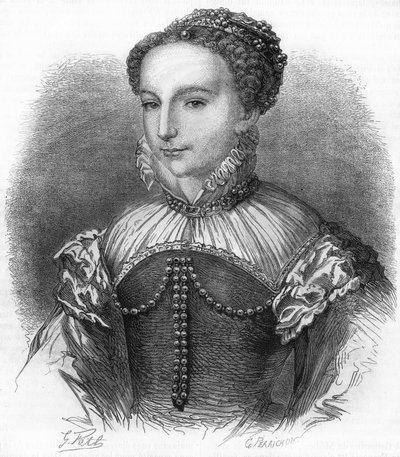 Porträt von Katharina de Medici (1519-1589), Ehefrau von Heinrich II., König von Frankreich. 19. Jahrhundert Gravur von Unknown artist