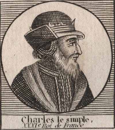 Porträt von Karl III., genannt der Einfältige (879-929), König der Franken - KARL III. (879-929) - Karl der Einfältige - König von Frankreich, 893-923 - Gravur aus „Unterricht über die Geschichte Frankreichs“ von Charles Constant Le Tellier 1821 von Unknown artist