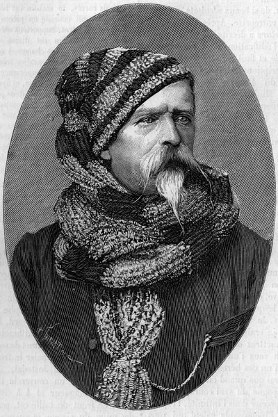 Porträt von Charles Marie Etienne Champion Dubois de Nansouty (1815-1895), französischer General, in Bergkleidung. (Nach einem Foto, aufgenommen in Bagnères-de-Bigorre im Jahr 1879). Gravur in „La Nature: revue des sciences et de leurs applications aux art von Unknown artist
